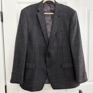 Ralph Lauren Charcoal Grey & Brown Checkered Wool Blazer Jacket- Office / Formal